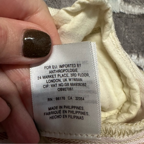 By Anthropologie Edisto Paperbag-Waisted Shorts cream brown pink stripe linen - Picture 9 of 11